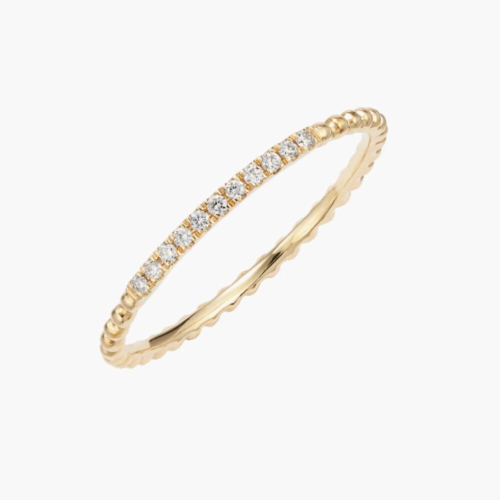 NORDSTROM Bony Levy Diamond & 18K Gold Bead Stacking Ring 6.5